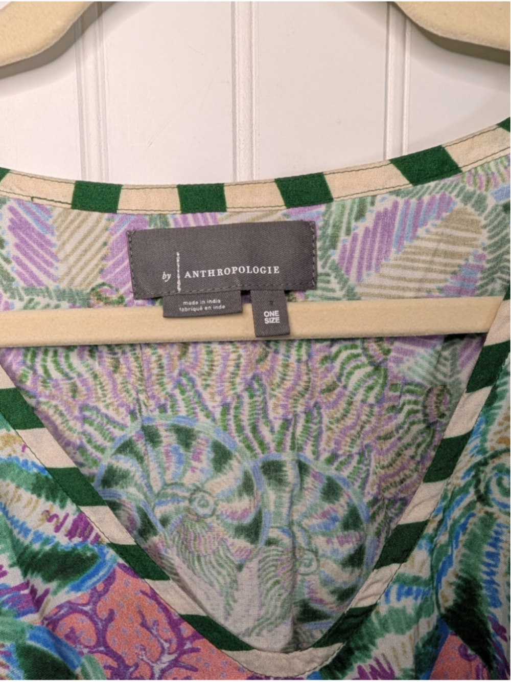 Sigal by Anthropologie Seashell Kaftan Maxi Dress Pink Green One Size Like New - Picture 3 of 7